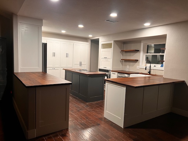 Shaker Style Cabinets with Black Walnut Countertops